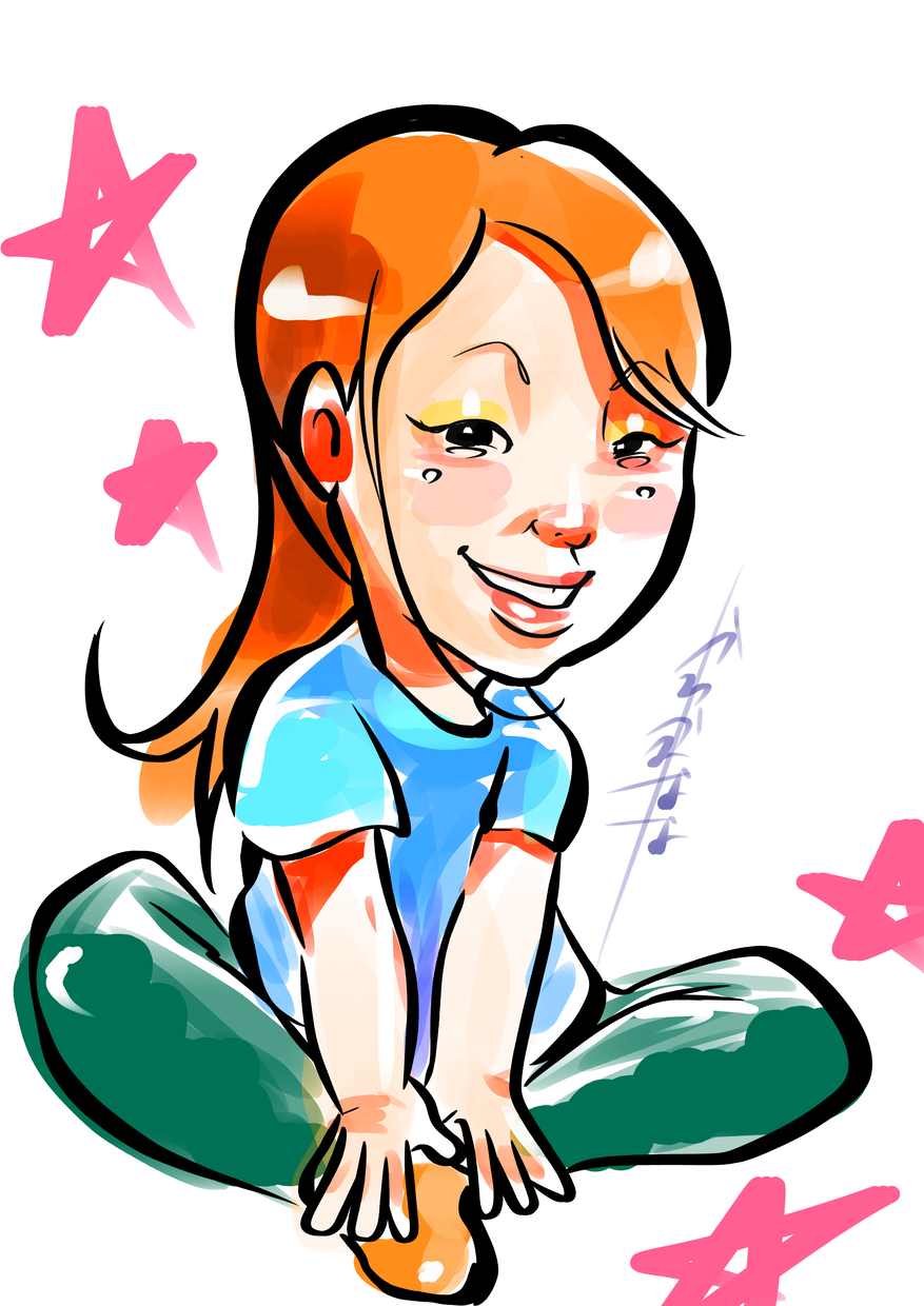 お顔を描きます 街のイベントでササっと描いてもらうイメージ