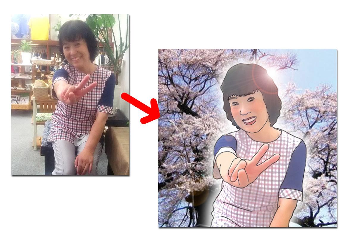 SNSに使う似顔絵アイコンを制作します 背景には好きな花などを選べます