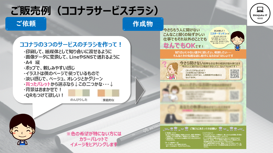 お仲間限定！サービスの簡易チラシを特価作成します ココナラ出品者様限定！サービス告知用のチラシを作りませんか？ イメージ2