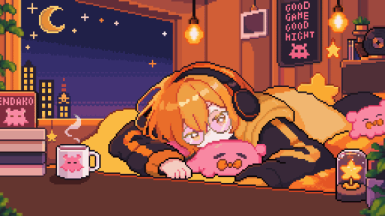 キャラの世界観をドット絵の一枚絵にします 背景・小物まで描き込み、キャラクターの「いる世界」を表現！ イメージ1