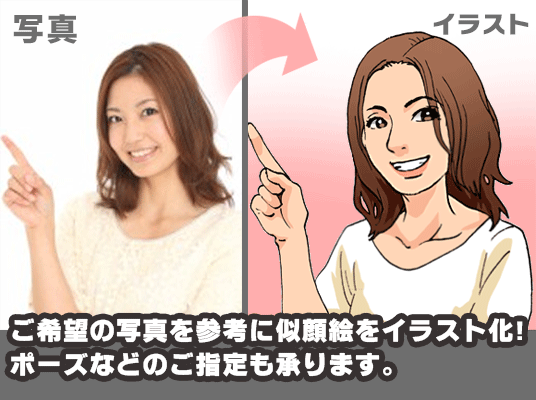 写真を漫画調にした似顔絵を描きます ＨＰやブログ、ＳＮＳアイコン用、名刺やＰＯＰ、チラシなどに！ イメージ1