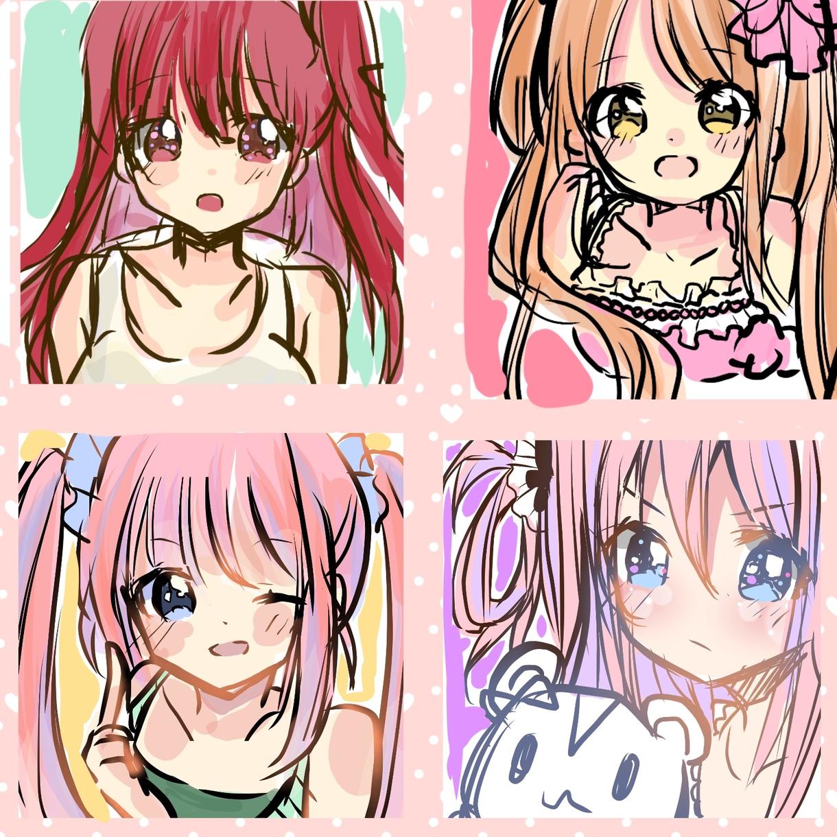 可愛い女の子のイラスト/SNS用アイコン描きます TwitterやLINEでのオリジナルアイコンが欲しい方!