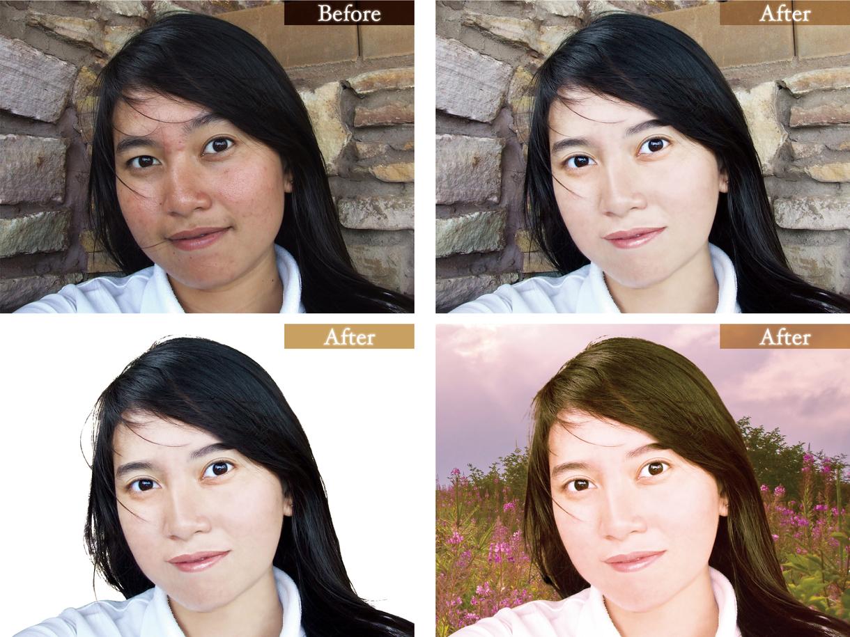 Photoshop使用20年のプロが写真修正します 修正(レタッチ)で気になる部分を美しく。気軽にご相談下さい!