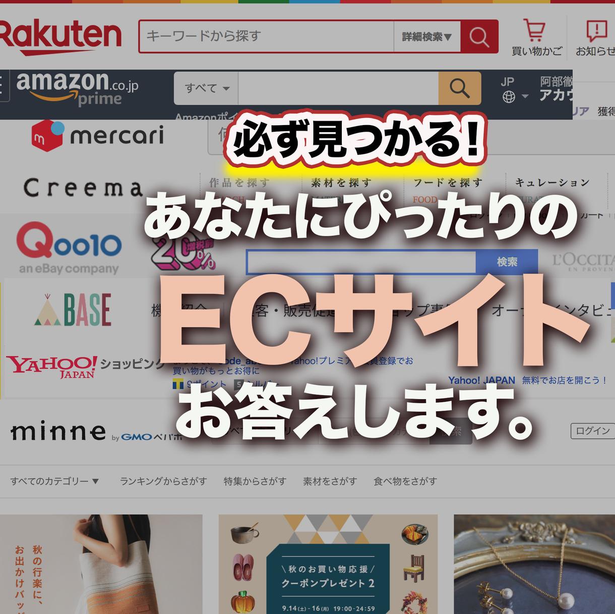 あなたにベストなECサイトをお答えします すべてを経験したらわかる、あなたのベストECサイト!
