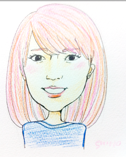 写真をもとに、手描きの似顔絵描きます。