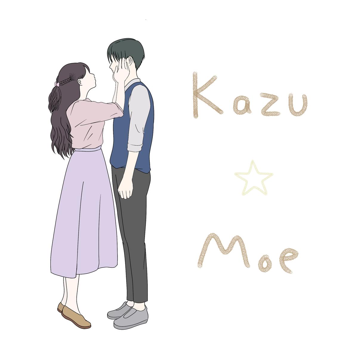 名前とメッセージ付きペア画描きます シンプルだけどおしゃれで映えるおそろい画像 友達とも イラスト作成 ココナラ