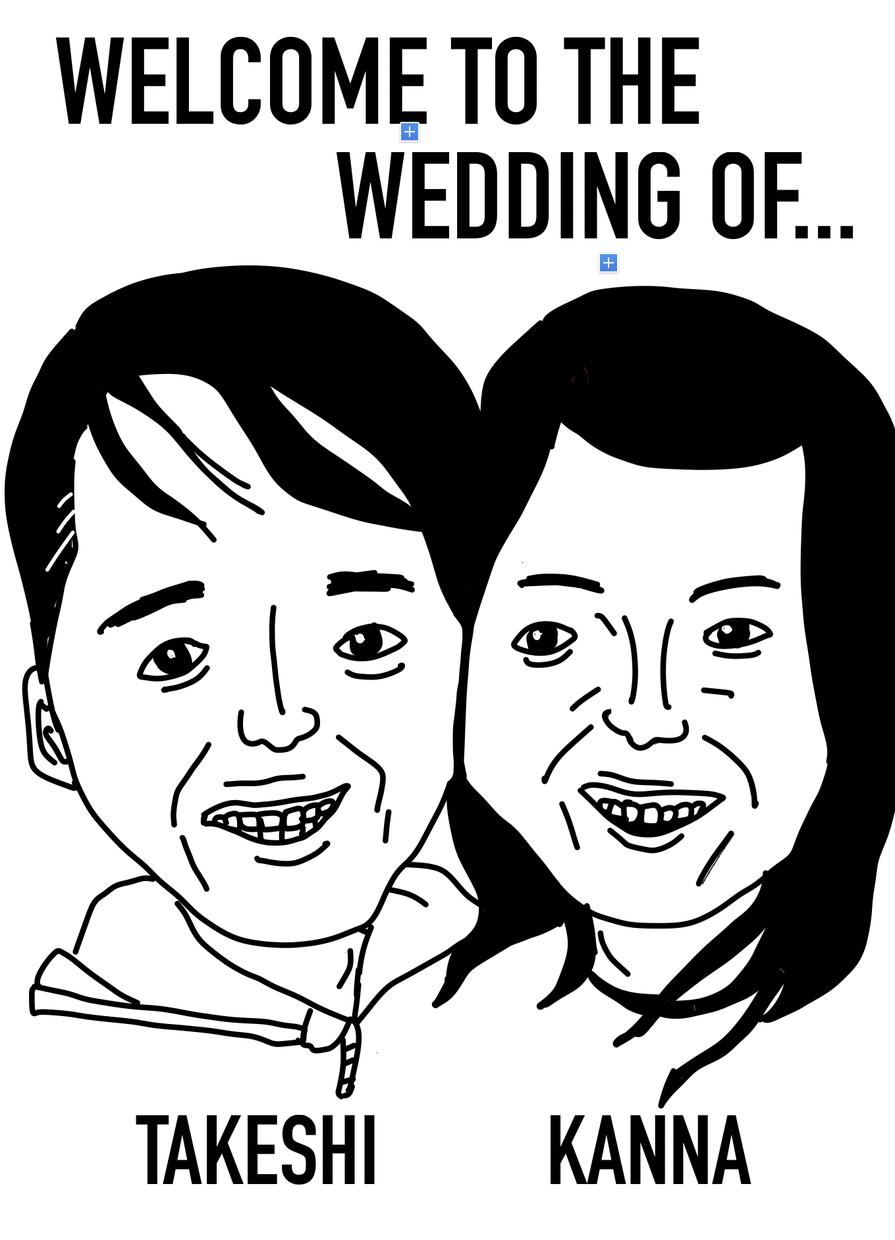 ウエルカムボードに!結婚式用イラスト描きますます 白黒の似顔絵を結婚式用に描きます!