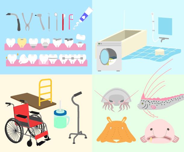 フラットなデザインで使いやすいイラスト作成します 建物や売り物の商品をイラスト化してほしいという方にオススメ!