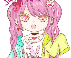 ゆめかわ やみかわミニキャラsnsアイコン作ります ミニキャラ 簡単塗りです 可愛い ダーク 病みかわ アイコン作成 ココナラ