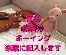 楽譜に音名や指番号、ボーイングを入れます
