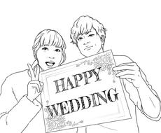 写真から線画の似顔絵イラスト制作します 送別会の色紙や結婚式のウェルカムボードにいかがですか 似顔絵作成 ココナラ