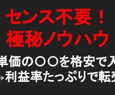 脅威の利益率！極秘の仕入れノウハウ教えます センスやコツは不要！仕入れも発送もラクラクな「ウラワザ」転売