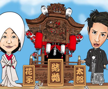 和装 地車 似顔絵ウェルカムボード制作します 地域の地車を背景にお描きします ウェルカムボードの作成 ココナラ