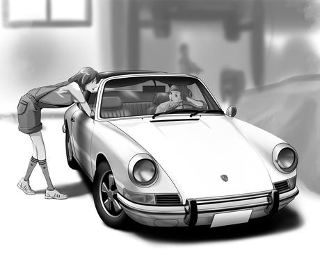 車と人物の挿絵描きます グレースケールでリーズナブルに イラスト作成 ココナラ