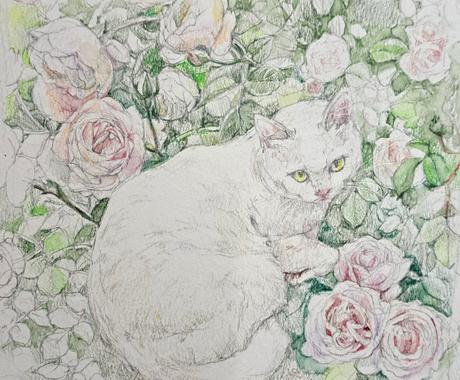 水彩色鉛筆で愛犬愛猫愛鳥の可愛いイラスト描きます 色とりどりのお花に囲まれ庭園にいるような優しい雰囲気の画風 ペットイラスト作成 ココナラ