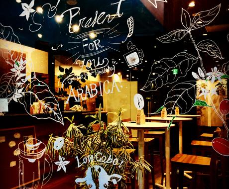 デコレーションペイントをオシャレに描きます カフェのガラス窓からメニューのチョークアートも メニュー Popデザイン ココナラ