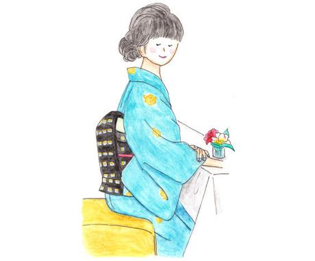 商用可 着物美人画イラスト 手描き水彩で作成します 誌面やdm ポスター お店のpr プレゼントに イラスト作成 ココナラ