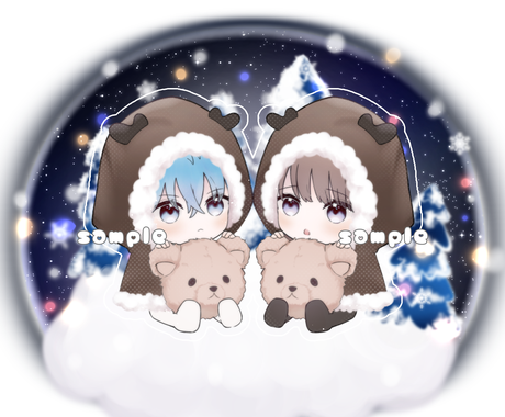 夢絵 カップルの量産イラストお描きします クリスマスをイメージした衣装もあります アイコン作成 ココナラ