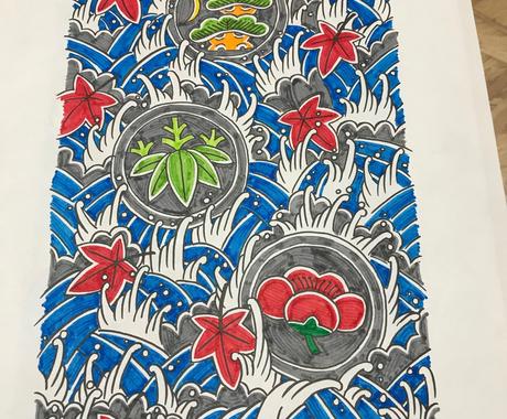 和柄のデザインb5さサイズで描きます フリーハンド手描きます オリジナル作品です イラスト作成 ココナラ