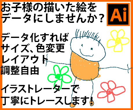 お子様の描いた絵をデータ化します 「描いた瞬間のきらめきを、ずっと使えるカタチに。」 イメージ1