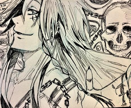 創作 二次創作 白黒イラスト アナログ 描きます トリミングしてアイコンにもどうぞ イラスト作成 ココナラ