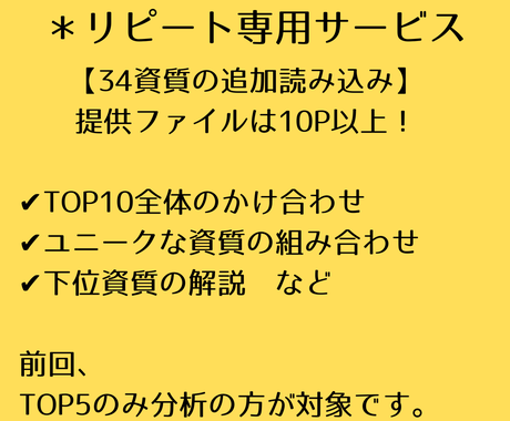 リピート用 ストレングスファインダー追加分析します Top5だけでなく 全資質の解説が欲しいリピーターさん用です コーチング メンタリング ココナラ