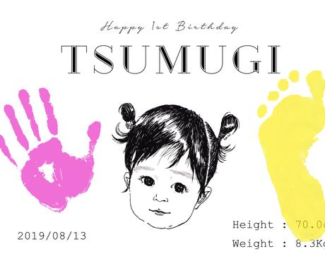 イラスト入り手形足形パネルを制作します バースデーフォトやお誕生日会に世界に一つのパネルを 似顔絵作成 ココナラ