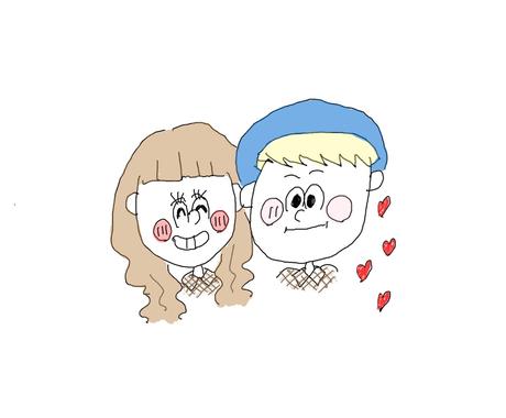写真を見ながらペアを描きます 可愛いカップルを可愛いインスタ映えアイコンにしよう アイコン作成 ココナラ
