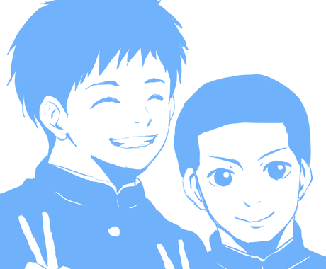 ツーショットの似顔絵アイコン イラスト作成します カップルや友達などツーショットのシンプルイラストです アイコン作成 ココナラ