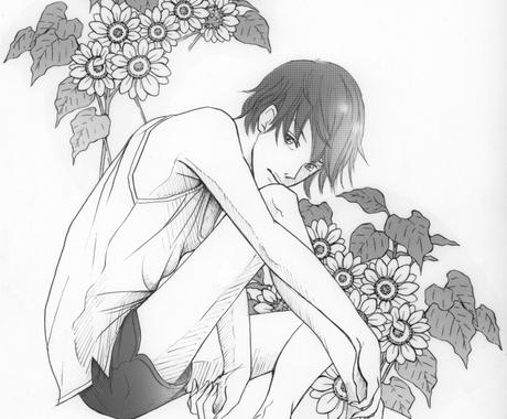 モノトーンの女性漫画風イラストを制作します トーン仕上げ 明暗 背景など で繊細な仕上がり イラスト作成 ココナラ