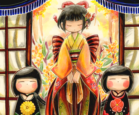 和風なキャラクターイラスト描きます アナログで雰囲気バッチリ 和風好きの和風好きによるイラスト キャラクター作成 ココナラ