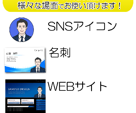 信頼度UP！多用途で使えるデジタル似顔絵描きます 背景ありとなしの両方納品だから多用途で使える似顔絵描きます！ イメージ2