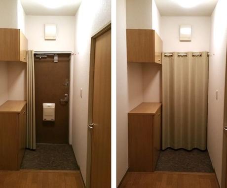 マンション鉄扉の冷気を断熱する防寒カーテン作ります 廊下が寒い原因は玄関からの冷気侵入が原因でした オリジナルグッズ販売 ココナラ