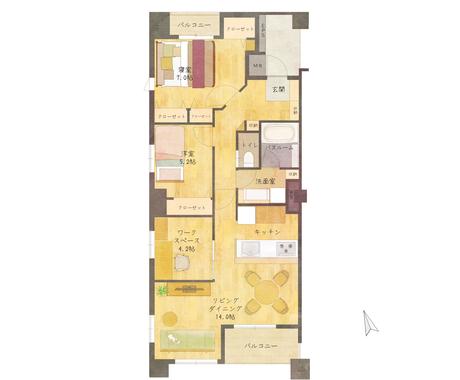 やさしいタッチでマンションの間取り図描きます オープン価格 映えるイラスト調の図面 サイト掲載 広告に 建築 インテリア 図面デザイン ココナラ