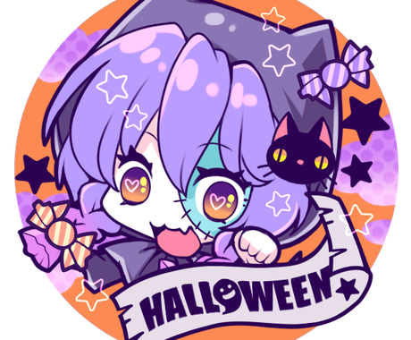 ハロウィンデフォルメアイコン制作します 期間限定 ハロウィン仕様 通常仕様どちらでもok アイコン作成 ココナラ