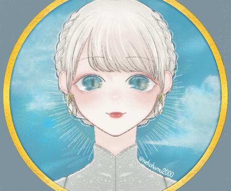 絵画の様な色使いで女の子のアイコンを描きます 繊細な線画 優しい色合い 綺麗な目が特徴です アイコン作成 ココナラ