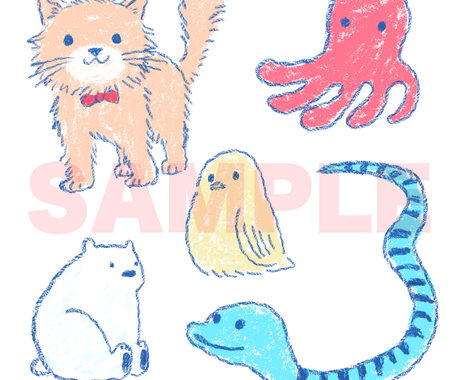 クレヨンで描いたようなゆる いイラスト描きます 思わず力が抜ける ゆる可愛いイラストはいかがですか アイコン作成 ココナラ