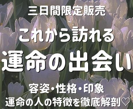 三日間限定販売 あなたの運命の出会い 占います 容姿は 性格は これから出会う運命の人の特徴を徹底解剖 恋愛 ココナラ