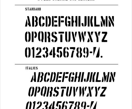 自作フォントのステンシル文字で画像作ります ライセンスフリー 商用利用不問で安心 その他 デザイン ココナラ