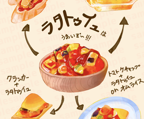 料理のイラスト作成します やさしいタッチでおいしそうなイラスト作成を作成します イラスト作成 ココナラ