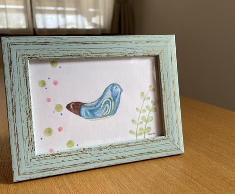 イラスト原画販売いたします しあわせの青い鳥をイメージして描きました コンテンツ販売 完成品 ココナラ