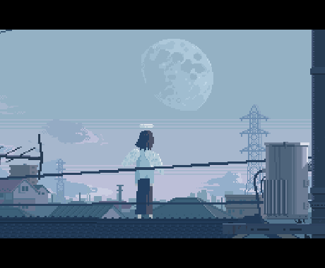 空気感のある背景のドット絵を描きます 風景とキャラを描いたドット絵　ゲームやMV、挿画や表紙などに イメージ2