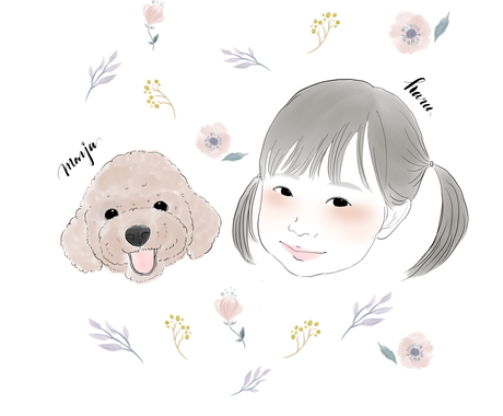 シンプルでオシャレな似顔絵イラストを描きます 繊細なタッチと柔らかい着色で惹きつけられるイラストを 似顔絵作成 ココナラ