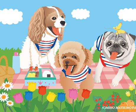 おしゃれで可愛いペット似顔絵を描きます Snsアイコンやグッズに おしゃれな背景を制作します ペットイラスト作成 ココナラ