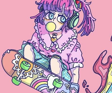 サイコポップなsnsアイコンを描きます 女の子らしいパステルカラーをベースにしたイラストを描きます アイコン作成 ココナラ