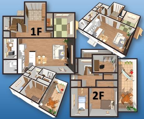 平面図から見やすい3d鳥観図に変換して立体化します 住宅新築やリフォーム時に平面をイメージしやすい3d鳥観図に 建築 インテリア 図面デザイン ココナラ