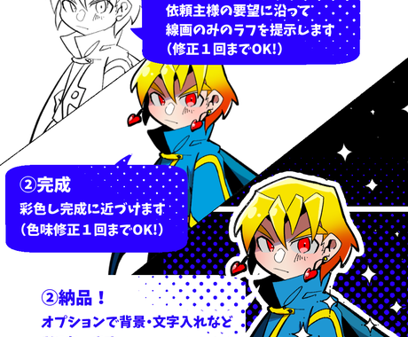 アイコン Snsに アメコミ風イラスト作成します デフォルメの可愛さ アメコミの格好良さ イイとこ取りです イラスト作成 ココナラ