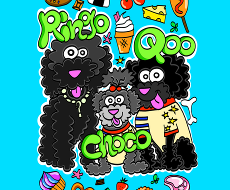 ペットや動物をpopで明るく描きます 映える待ち受け 印刷してプレゼント 明るく元気になるイラスト ペットイラスト作成 ココナラ