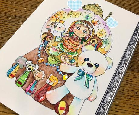 綺麗なスノードーム風の似顔絵イラストを描きます お子さんと思い出のおもちゃや品物を形に残しませんか 似顔絵作成 ココナラ