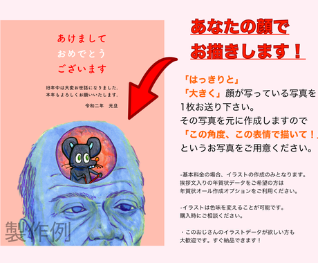 シュールなねずみと新年のご挨拶 年賀状描きます インパクト大 見たことない年賀状を作ってみませんか イラスト作成 ココナラ